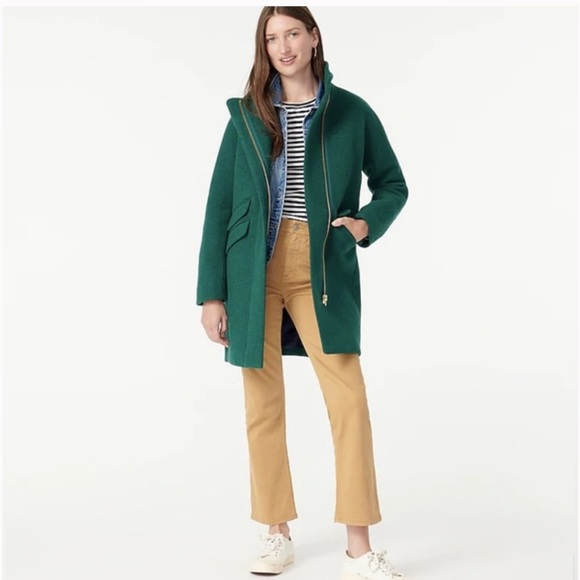 J Crew Stadium Wool Cocoon Coat Forest Green 10 - Picture 4 of 12
